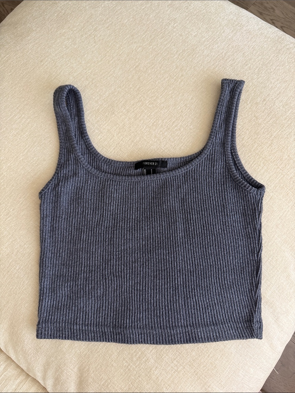 NWOT Forever 21 Ribbed Scoop Denim Wash Blue Tank Top